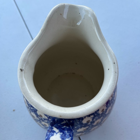 🔥 Sale. Blue and White Floral Ceramic Pitcher Made in Poland - Picture 4 of 6
